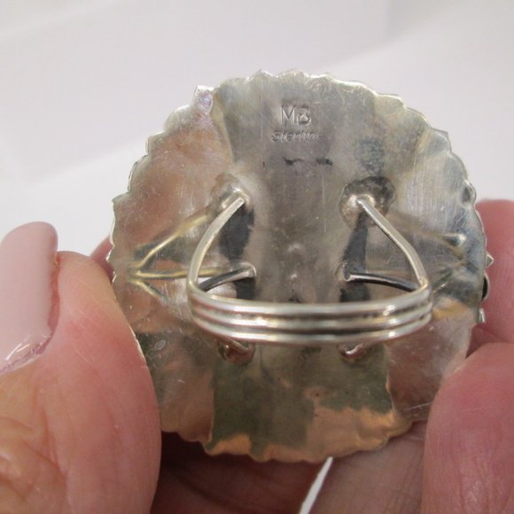 Navajo Sterling Turquoise Cluster Ring>Turquoise ring,Sterling Genuine Turquoise - Picture 4 of 5